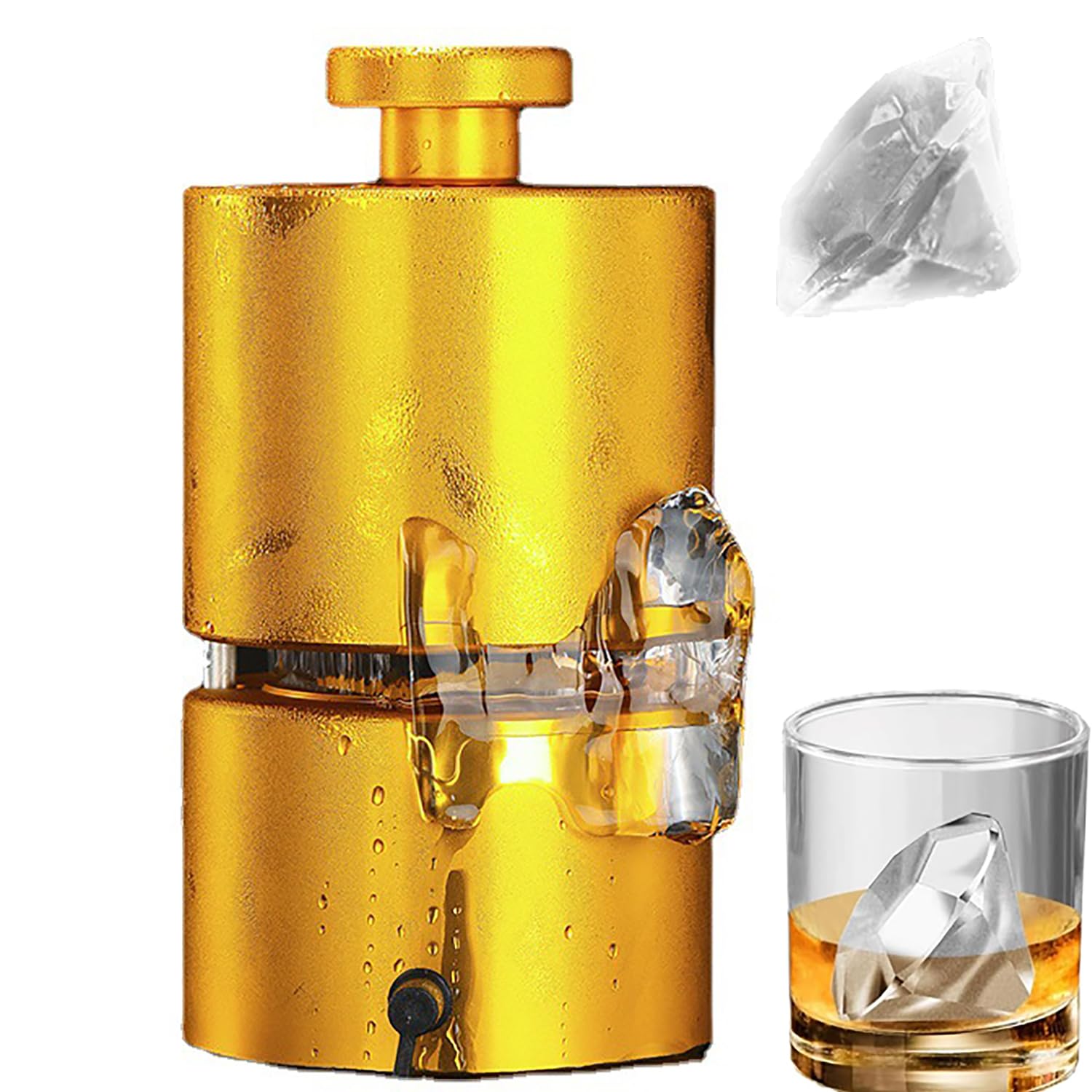 Eiskugel-Presse, Diamond Ice Ball Maker, 7.5x6cm Diamond Ice Cube, Kein Strom Erforderlich, Thermisch Leitfähig, Ice Ball Making Mold, Stärkung Der Visuellen Erfahrung, Für Chilling Cocktails, Whiskey