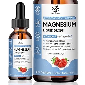 iMATCHME Magnesium Glycinate Liquid Drop with Citrate, Oxide and Taurate, Calm Magnesium with Omega3, L-Theanine, D3, B6, B12 for Calm, Sleep, Leg Cramps, Muscles, Energy, Sugar-Free Strawberry Flavor