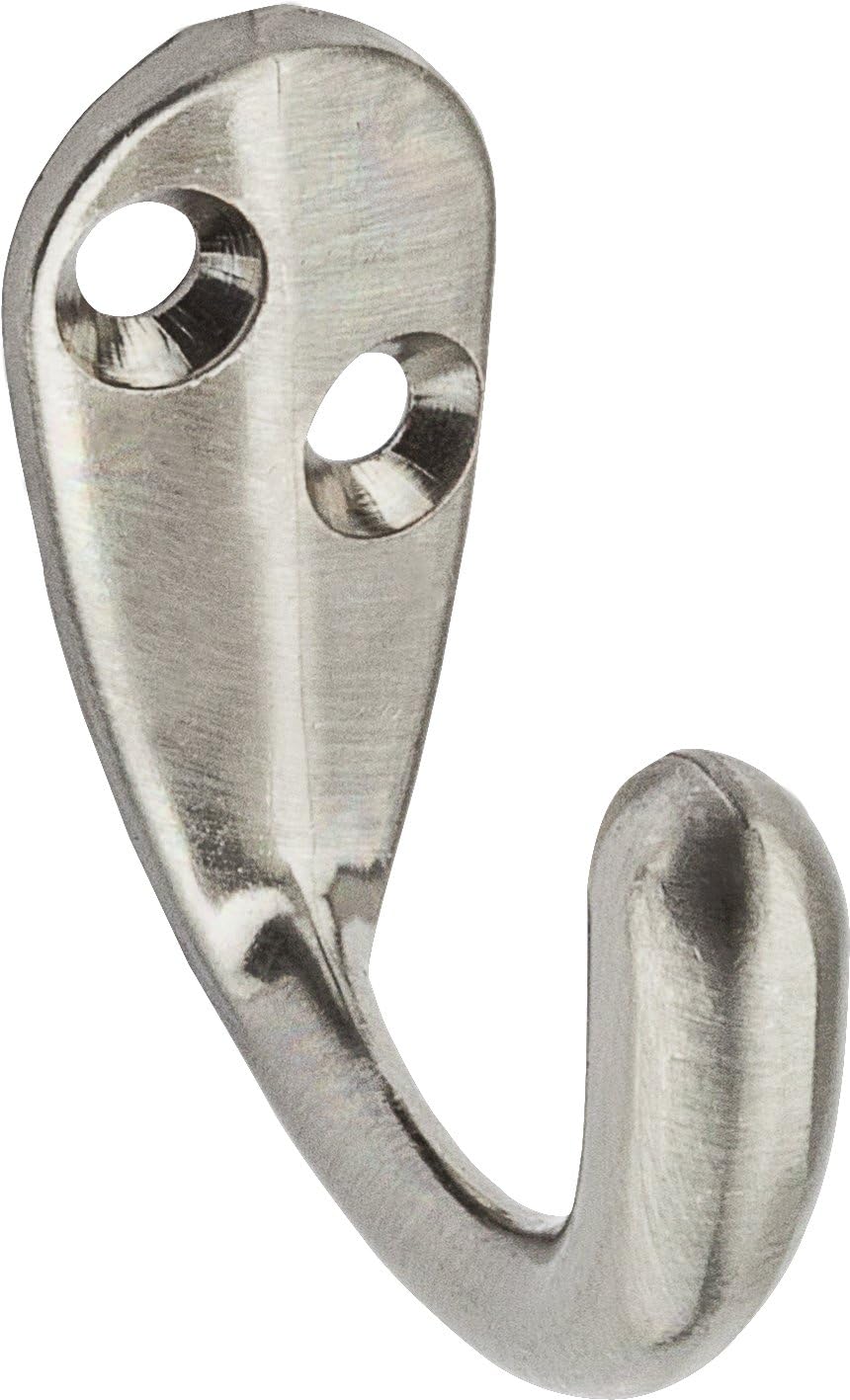 National Hardware N325-506 V162 Clothes Hooks in Satin Nickel, 2 pack