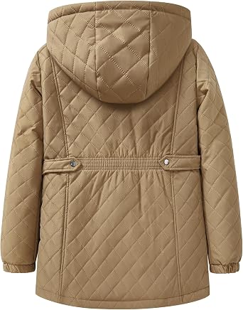 JiangWu Women's Long Fleece Lined Winter Coat -Stylish Diamond Quilted Warm Jacket with Removable Hood