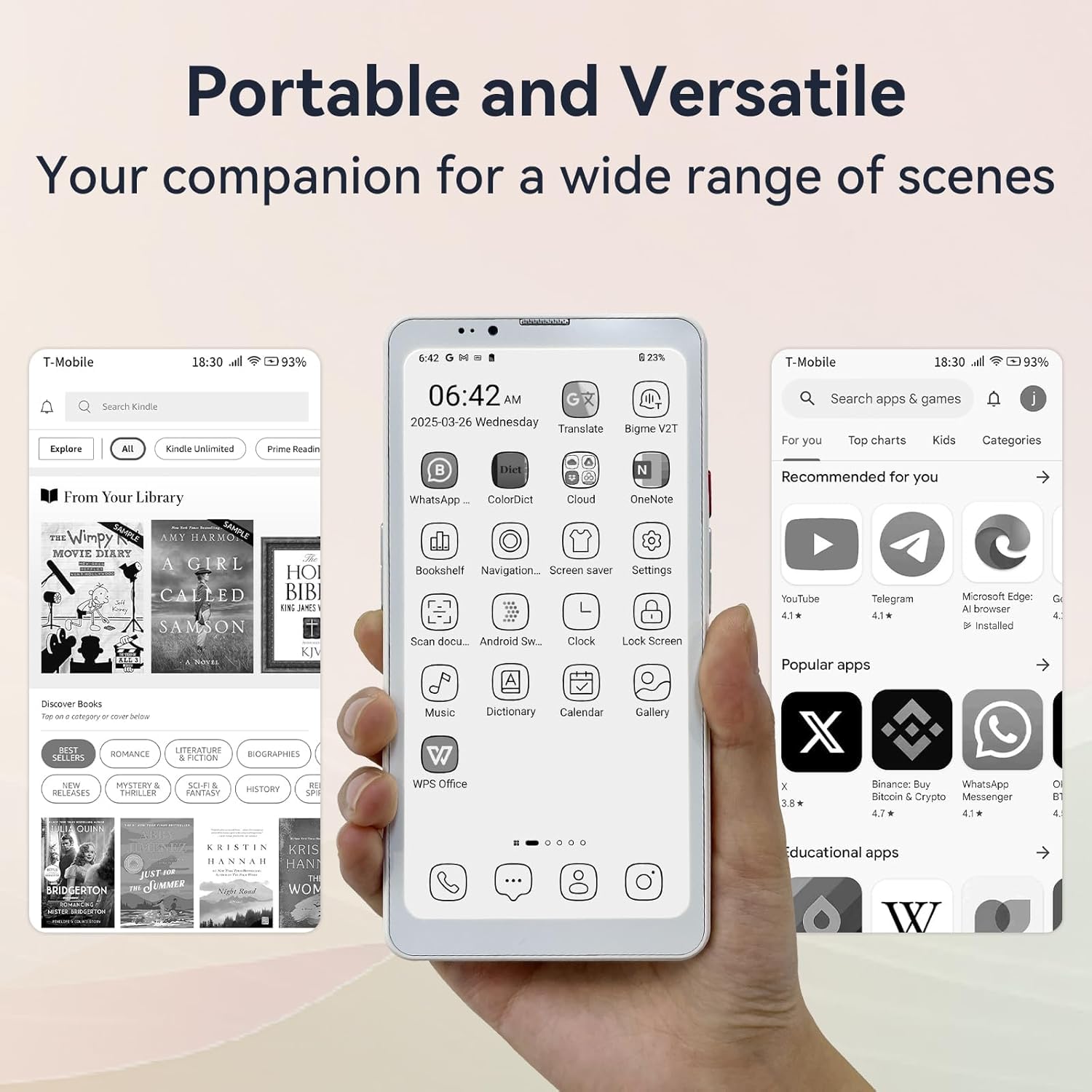 Bigme HiBreak Pro 6,13" ePaper E-Ink telefon z funkcją odblokowywania odcisków palców, NFC, 8 GB + 256 GB, czytnik e-booków z systemem Android 14, 5G Dual SIM, 300PPI, długi czas pracy baterii, biały
