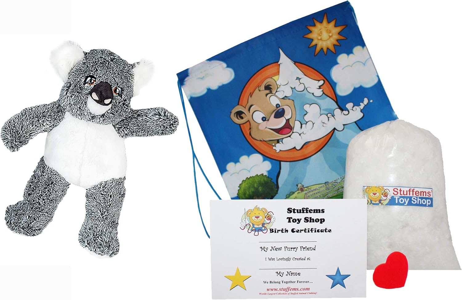 Make Your Own Stuffed Animal Kevin The Koala 16"- No Sew - Kit with Cute Backpack!