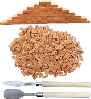 Woohome 500 PCS Mini Red Wall Bricks Model Brick Building Set 1:16 Miniature Bricks Figurine Fake Bricks with Scraper for Model Fairy Garden