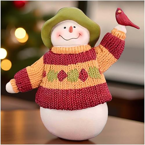 Figura de muñeco de nieve  Bonita estatua de muñeco de nieve de resina de Navidad, decoración de escritorio de Navidad, buenos deseos, regalo (4.13