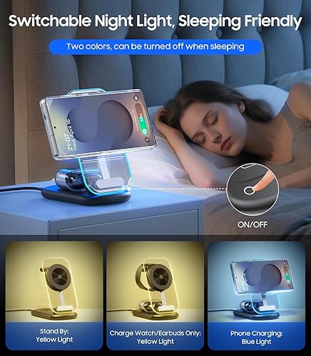 Miniatura 4 de Cargador inalámbrico magnético 3 en 1 para Samsung, estación de carga inalámbrica MagSafe plegable para Samsung Galaxy S25 S24 UltraZ Fold7Z