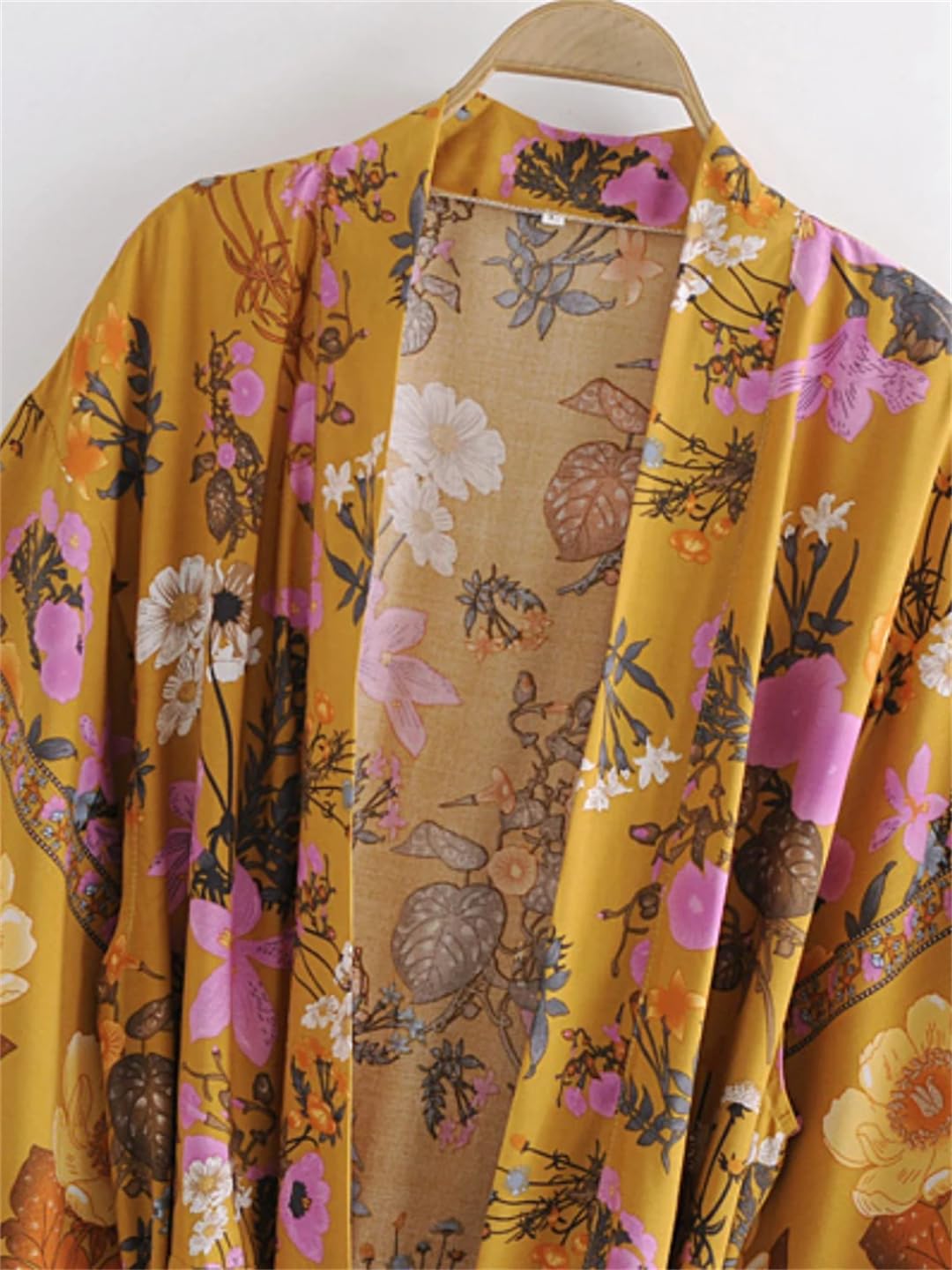 Disimlarl Kimono da donna con stampa floreale, maniche a pipistrello, stile bohémien, scollo a V, fascia per bikini