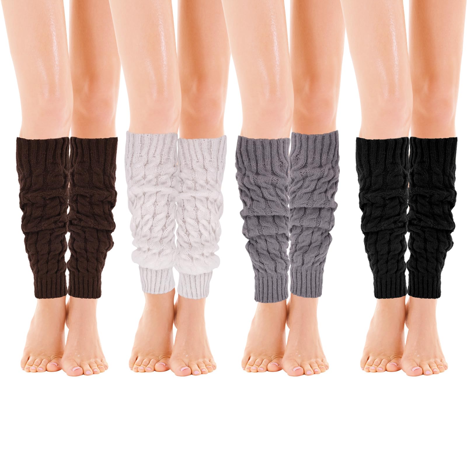 GUSDYIT 4 Pairs ankle Leg Warmers, Soft Fashion 80s 90s Outfit Fashion Leg Warmers for Girls Party Yoga (Black White Brown Gray)