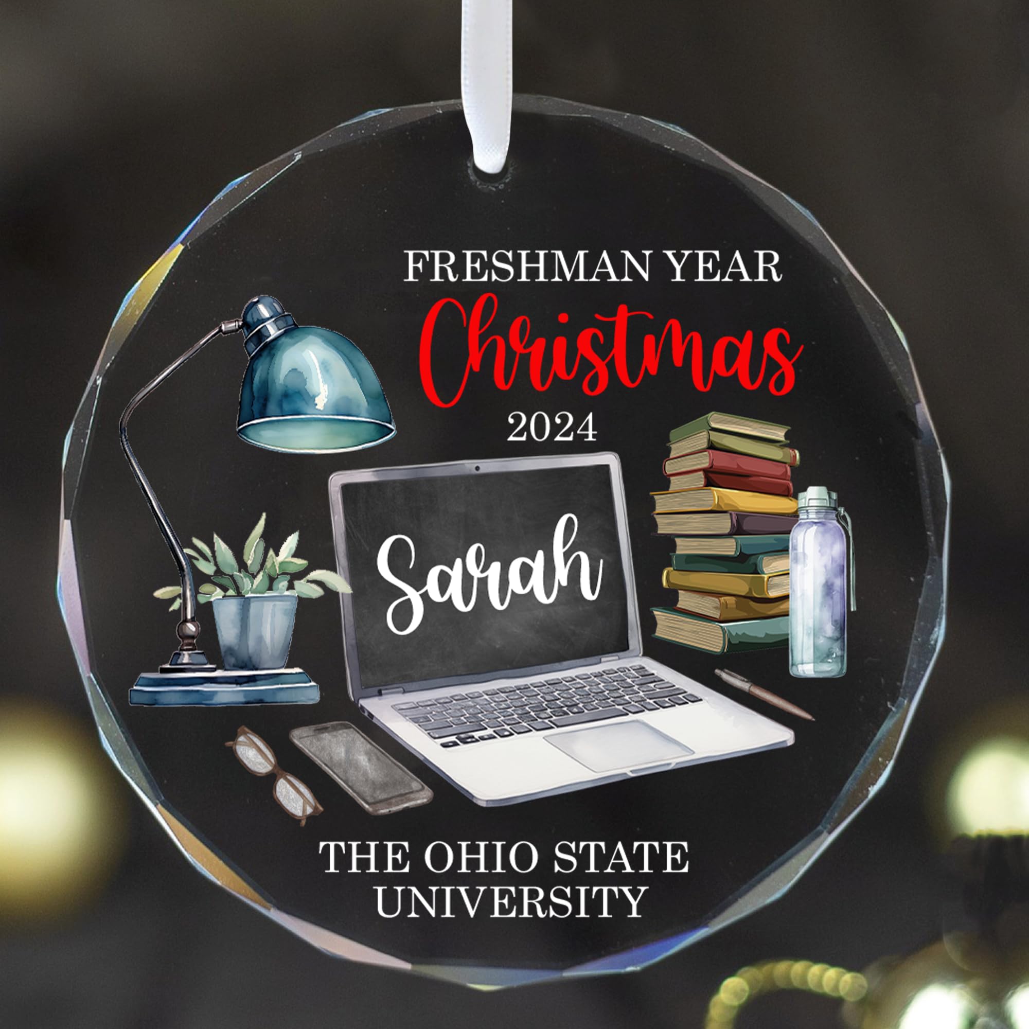 Amazon.com: Personalized First Year in College Crystal Ornaments ...