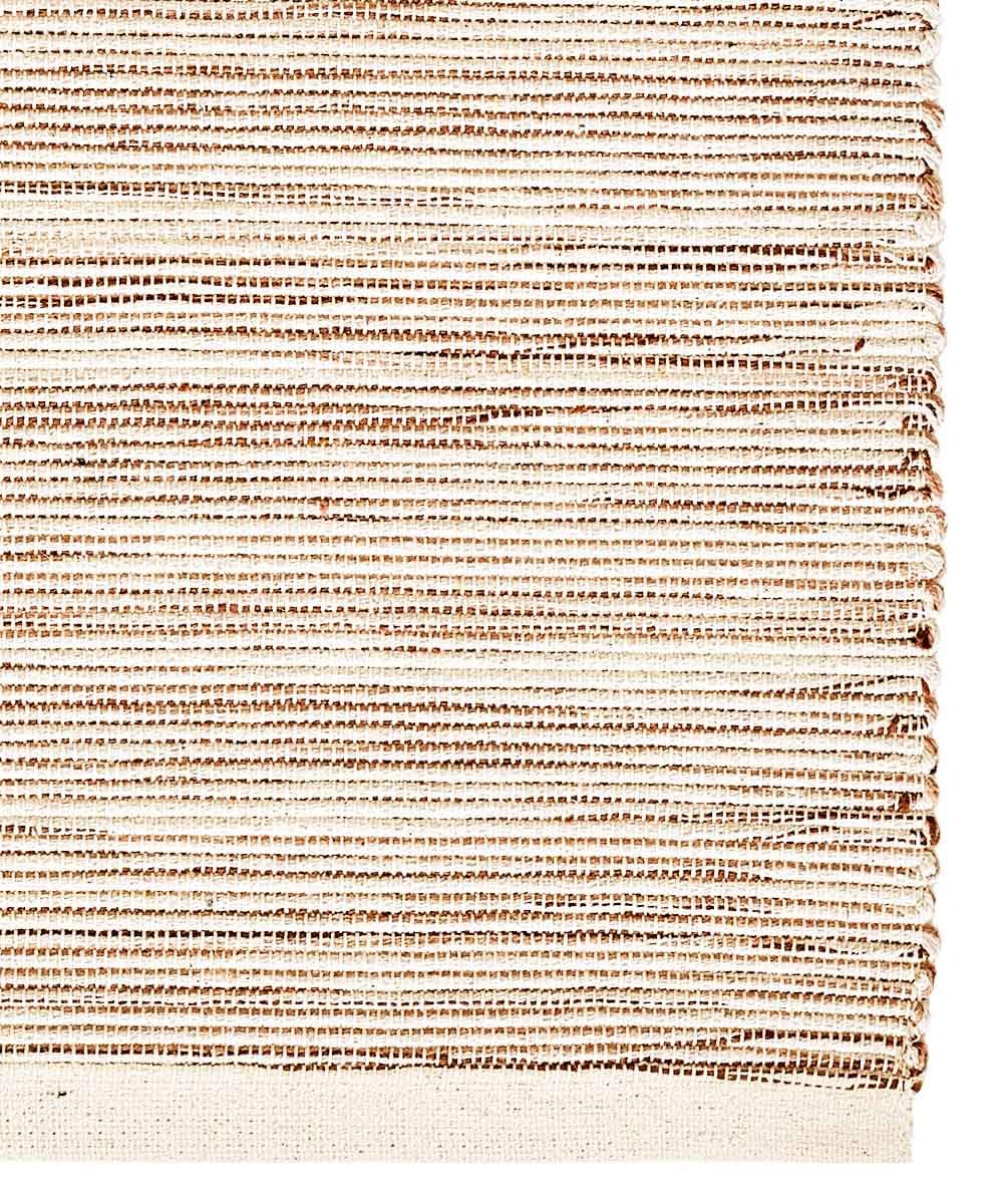 Tappeto NATURAL AVORIO tinta unita stile kilim effetto fibre naturali 100% cotone annodati a mano, passatoia stuoia cucina multiuso lavabile cm.55x180