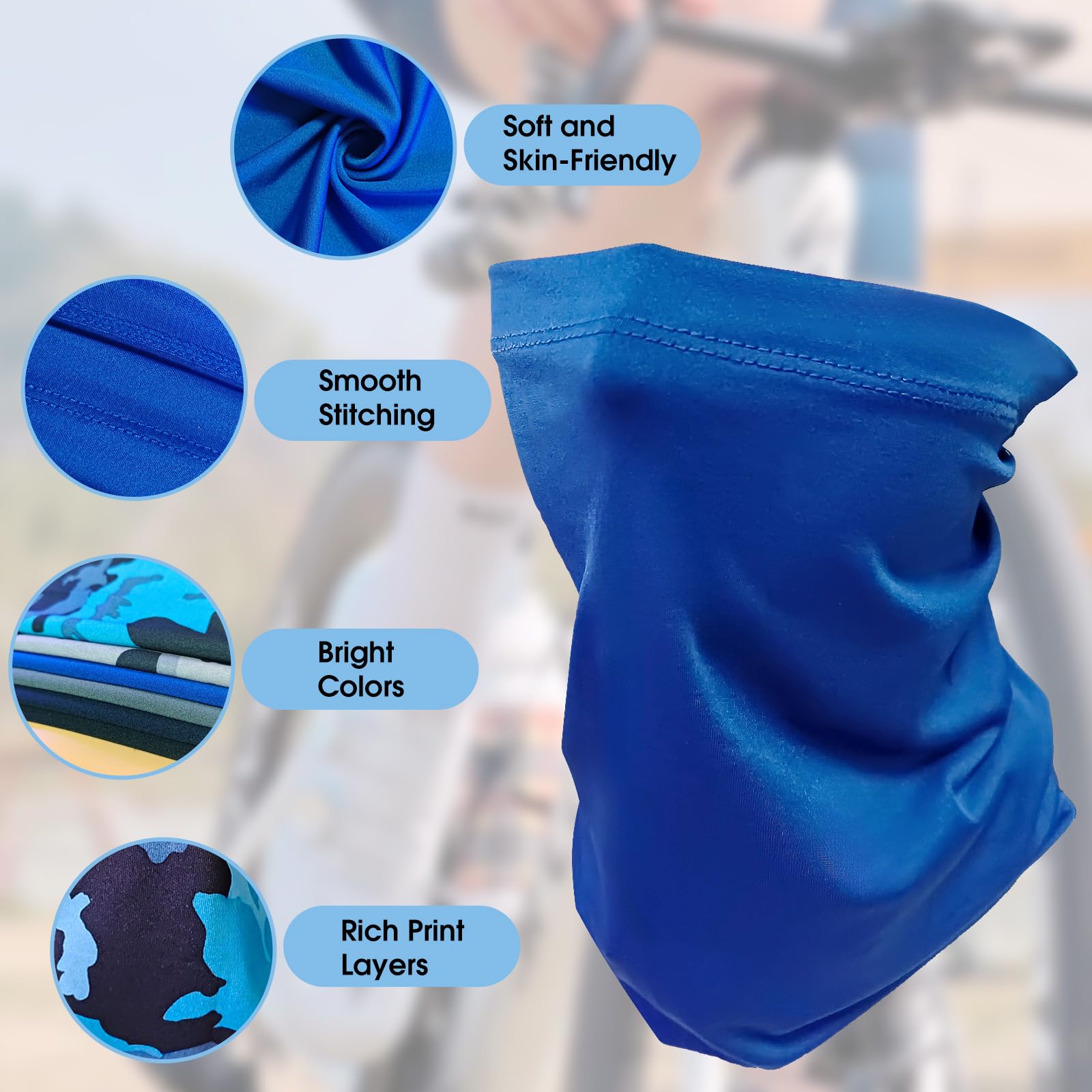 6 sztuk chusta buff, wiatroszczelna, uniseks, elastyczna chusta wielofunkcyjna, dla sportów na świeżym powietrzu, jazdy na rowerze
