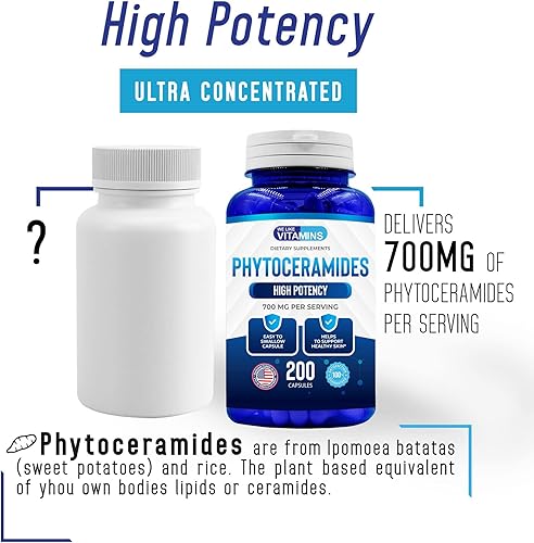 Miniatura 5 de Fitoceramidas de 700 mg - 200 cápsulas totalmente naturales sin trigo y a base de plantas suplemento de fitoceramida 700 mg por porción hidratación