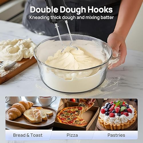 Miniatura 9 de Consciot Licuadora de inmersión 10 en 1 de mano máx. 1100 W con todo el eje de licuadora de acero inoxidable, control de velocidad de gatillo, vaso