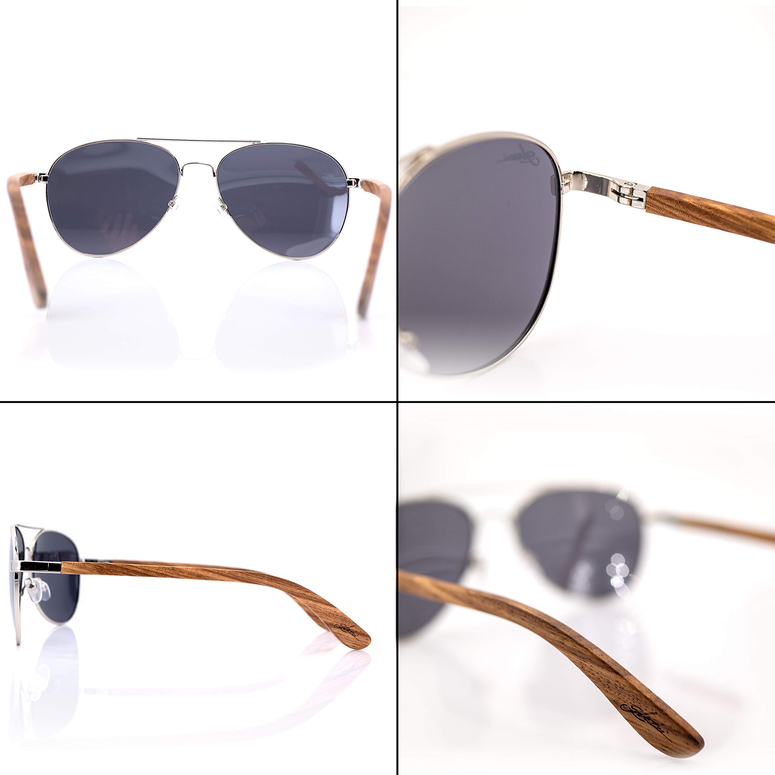 Holz Pilotenbrille Sonnenbrille Polarisiert für Herren und Damen mit Etui