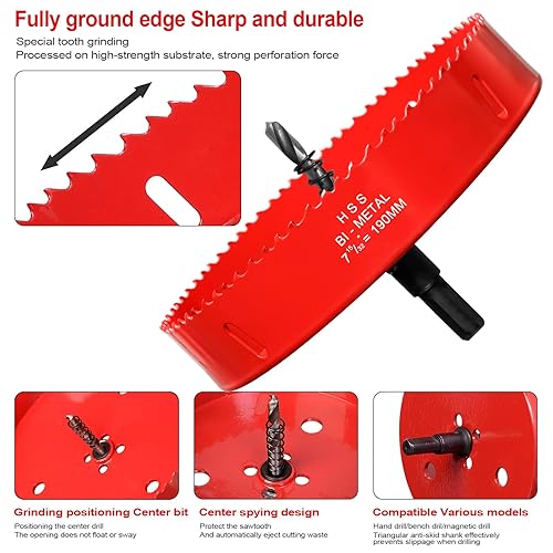 Vista 230 de Sierra perforadora de 2 3/4" (70 mm) para madera y plástico, broca de núcleo de cortador de agujeros bimetálico HSS para paneles de yeso, tableros