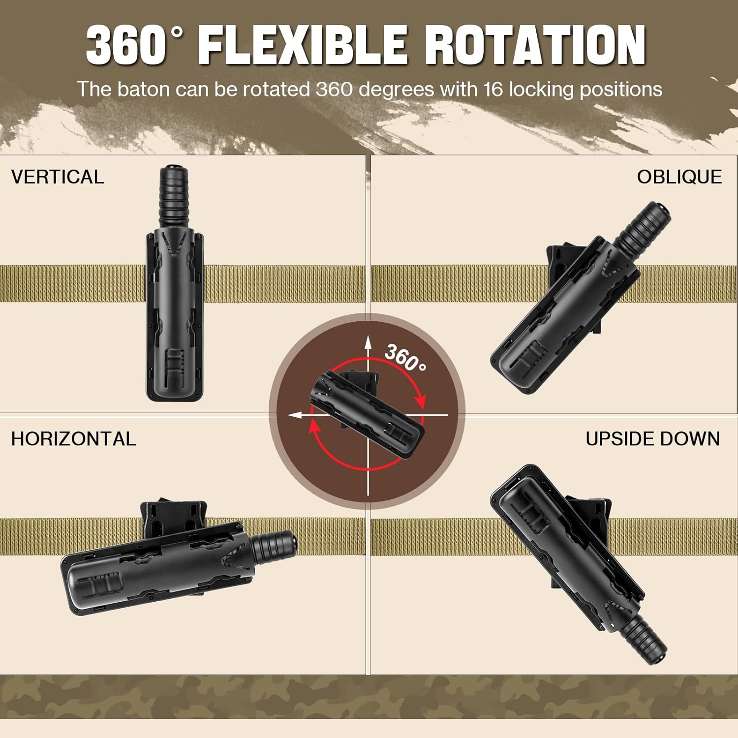 Buy aikeec Baton Holder 360 Degree Rotating Telescopic Baton Pouch