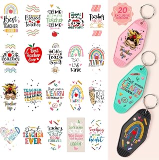 Teacher UV DTF Wrap Stickers-80PCS School Theme UV DTF Stickers for Motel Keychain, Waterproof UV DTF Decals, School UV DTF Transfer Sticker Rub on Transfers for Hotel Keychain