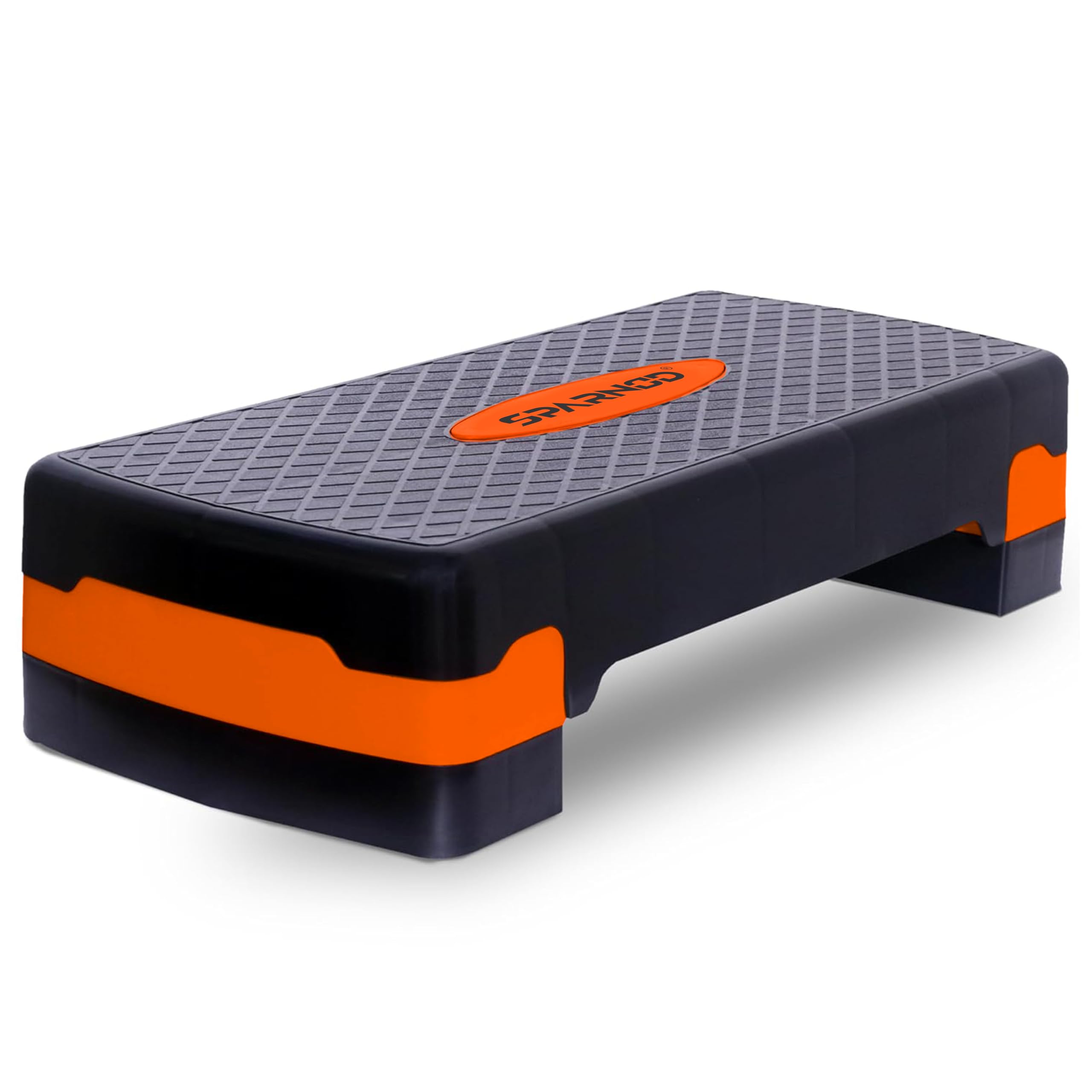 Sparnod Fitness SAS-1000 Aerobic Gym Stepper for Exercise at Home, Adjustable Height, Anti-Skid Surface, Supports up to 225 kg, Compact & Portable, Ideal for Cardio, Strength Training & Pilates Orange-image-24