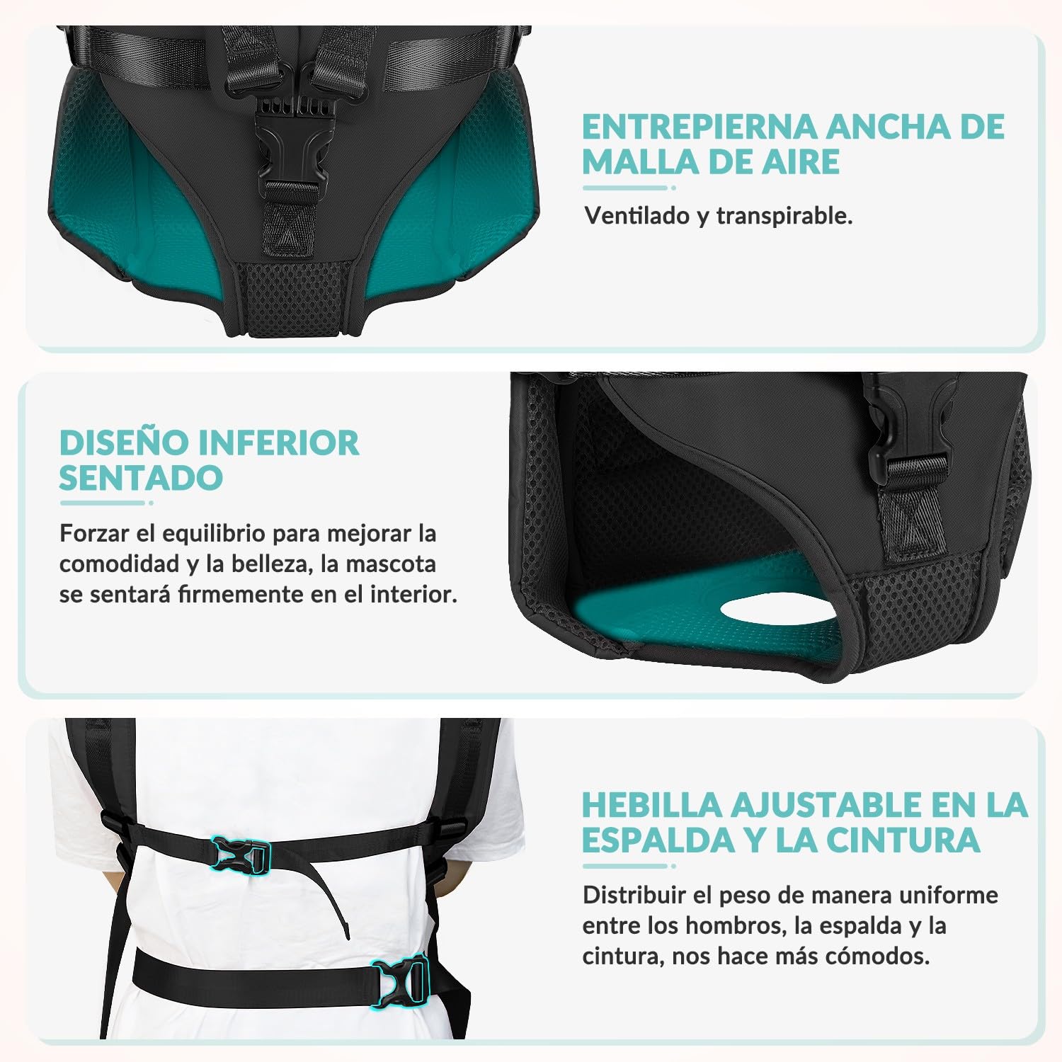 SlowTon Mochila transportadora para Perros, transportador Frontal Ajustable para Mascotas, con Patas afuera y fácil de Colocar, y Transpirable, Bolsa de Seguridad para Perros para Viajar
