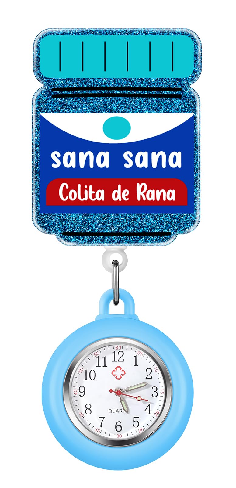 Plifal Nurse Watch Nursing Pocket Badge Fob with Second Hand - Blue Retractable Clip On Clock with Secondhand for Medical Staff Women Men