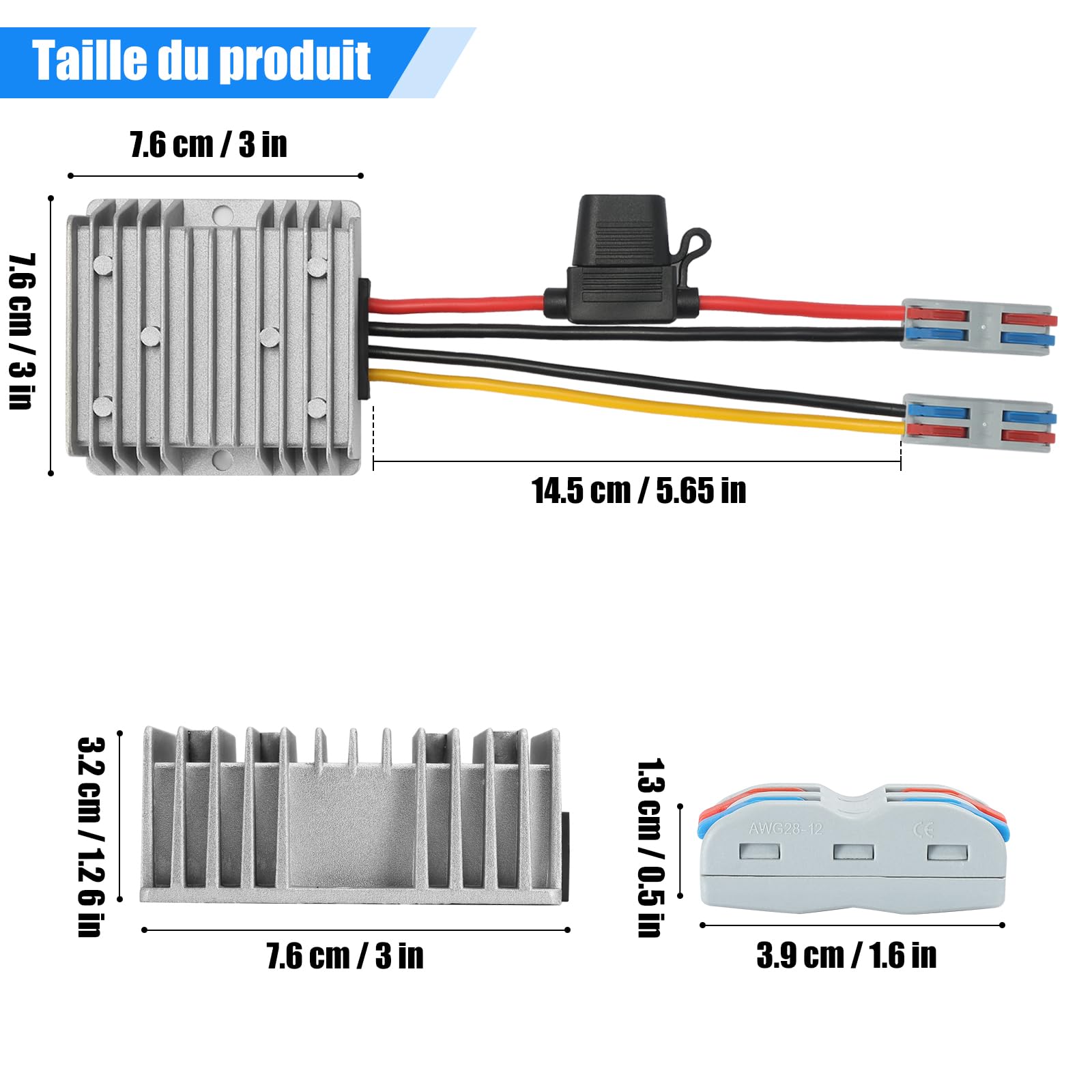 Booster de Tension Convertisseur DC-DC 12V vers 24V 10A 240W Camping Car | Haute Puissance Étanche IP67 Anti-Choc avec Protection Intelligente, Pour Voiture Camion Bateau RV