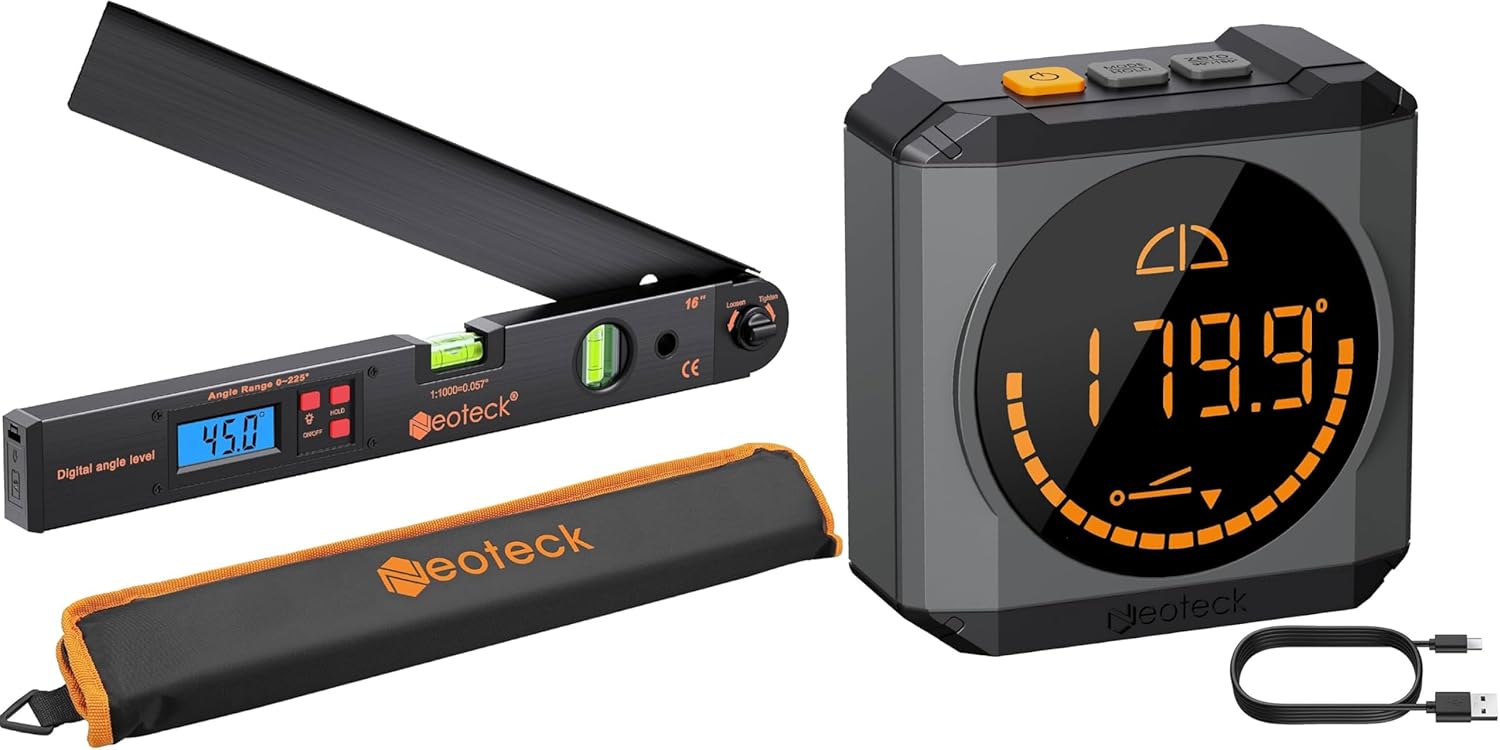 Neoteck 225° Digital Angle Finder + Rechargeable Level Box
