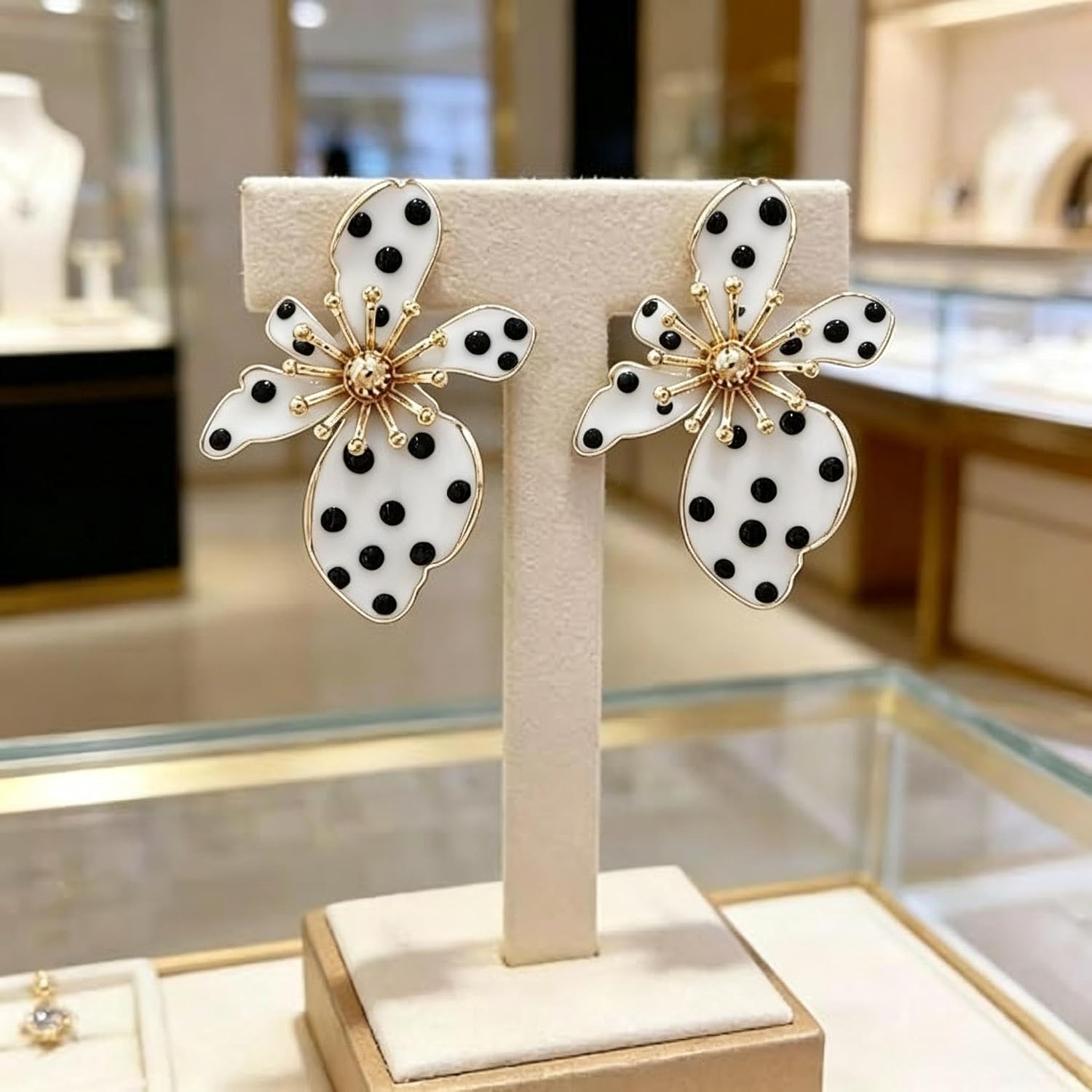 Enamel Polka Dot Earrings for Women image 4