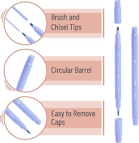 Miniatura 4 de Mr. Pen - Resaltadores estéticos de doble punta, 8 piezas, puntas de cincel y pincel, colores pastel
