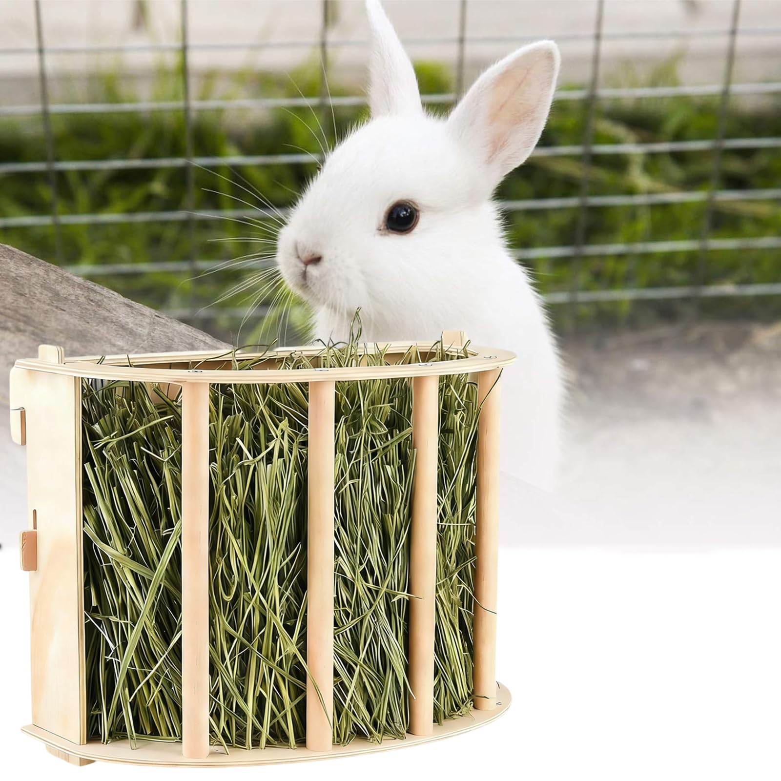 Guinea Pig Hay Feeder, Wooden Rabbit Hay Feeder, Big Volume Hanging Hay Rack Guinea Pig Cage Accessories