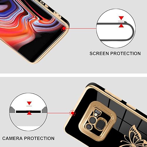 Miniatura 3 de Jefonha Para Samsung Galaxy Note 9 6.4 Pulgadas De Lujo Chapado Lindas Mariposas Cubierta Con Protector De Pantalla Divertido Patrón Lateral Lindo