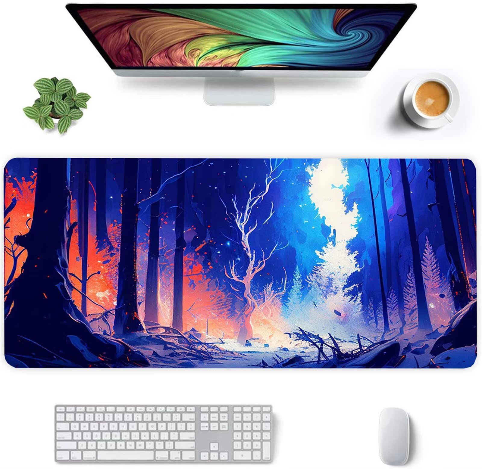 Alfombrilla Ratón XXL 1200x600x2mm Mouse Pad Grande Gaming,Alfombrilla Antideslizante,Tapete Escritorio con Bordes Cosidos,Alfombrilla Ratón para Jugadores, PC, Oficina, Fantasy Grove