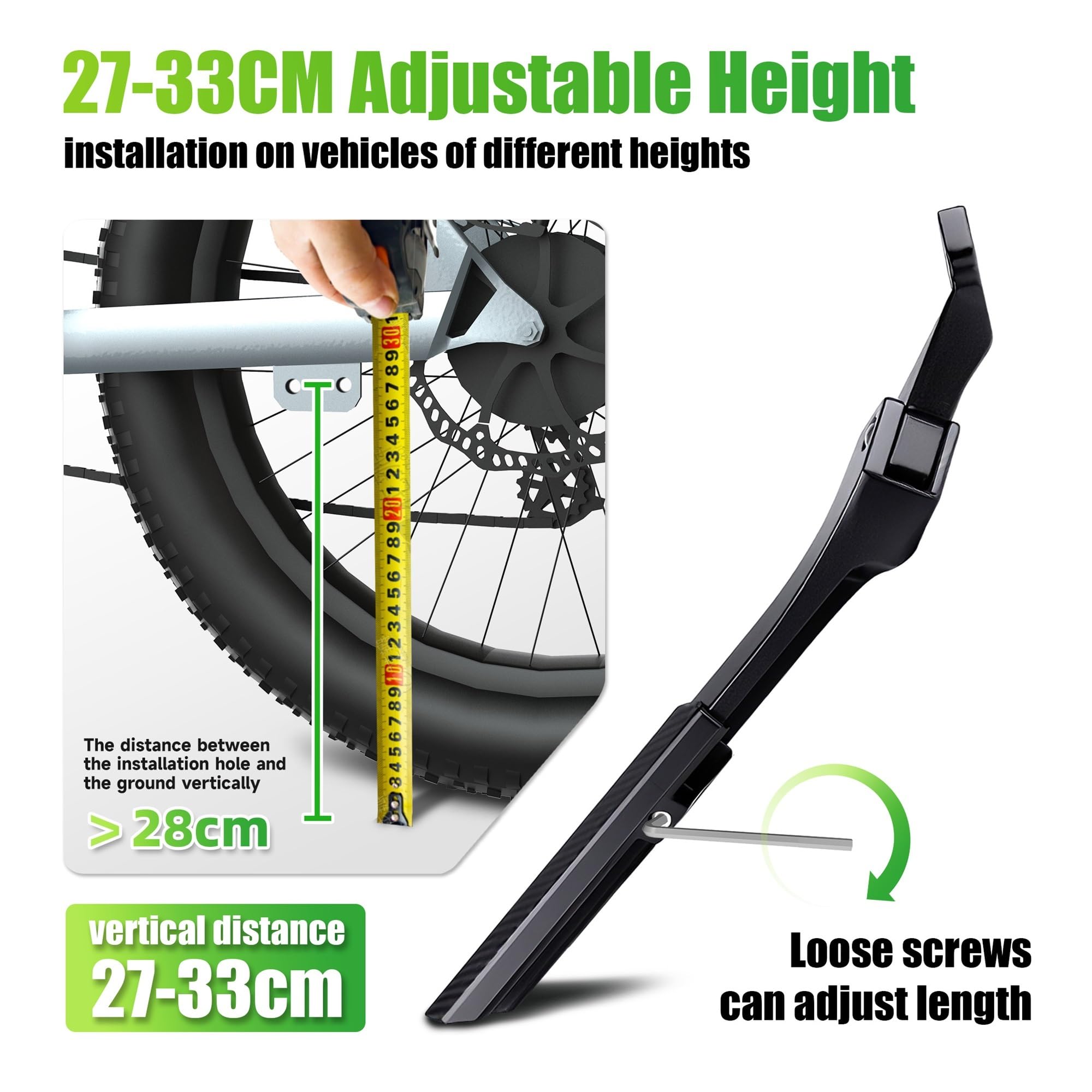 Cavalletto Laterale della Bicicletta Cavalletto for Bici in Alluminio Base allargata Supporto for Bicicletta Antiscivolo for Bicicletta elettrica da 26-29 "Supporto Universale Regolabile 40mm