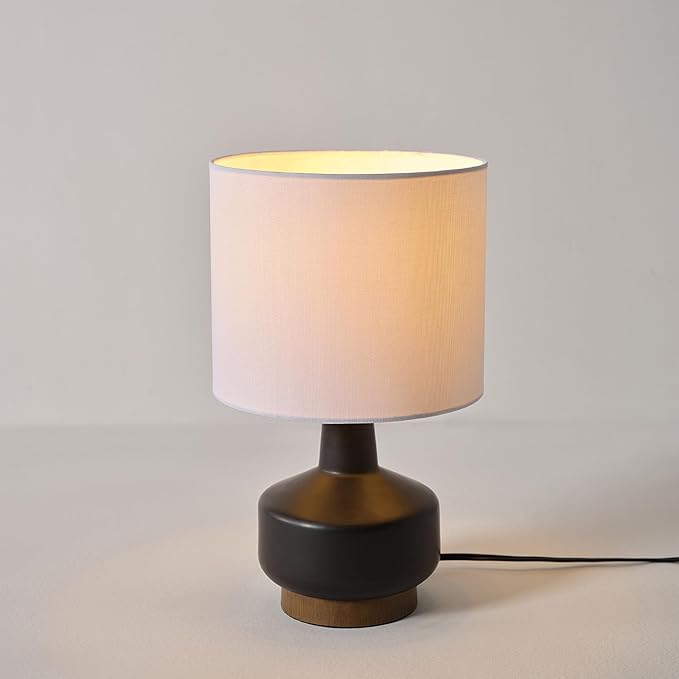 Lámpara de Mesa Globe Electric 15", Base Cerámica Negra Mate, Pantalla Blanca miniatura 7