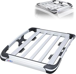 CXRCY Anti-Rust Aluminum Roof Basket - Universal 55x39x6 Rooftop Cargo Carrier, 250lb Capacity, Silver Medium for SUVs & Trucks