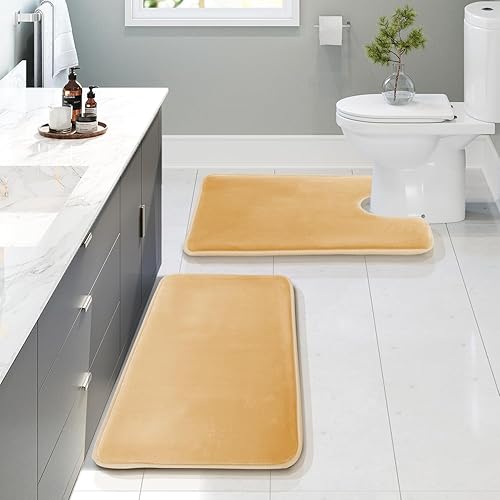 Miniatura 157 de Clara Clark - Tapetes para baño de espuma viscoelástica, terciopelo y felpa ultra suave, antideslizantes, lavables a máquina y de secado rápido,