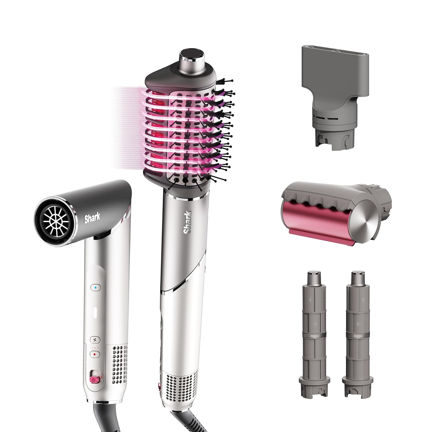 Shark FlexFusion Hair Dryer with Fusion Hair Brush, Ceramic Air Styler with Auto-Wrap Hair Curlers & Concentrator, Ceramic Plates, Metallic Mist HD641 Shark FlexFusion Hair Dryer with Fusion Hair Brush, Ceramic Air Styler with Auto-Wrap Hair Curlers & Concentrator, Ceramic Plates, Metallic Mist HD641