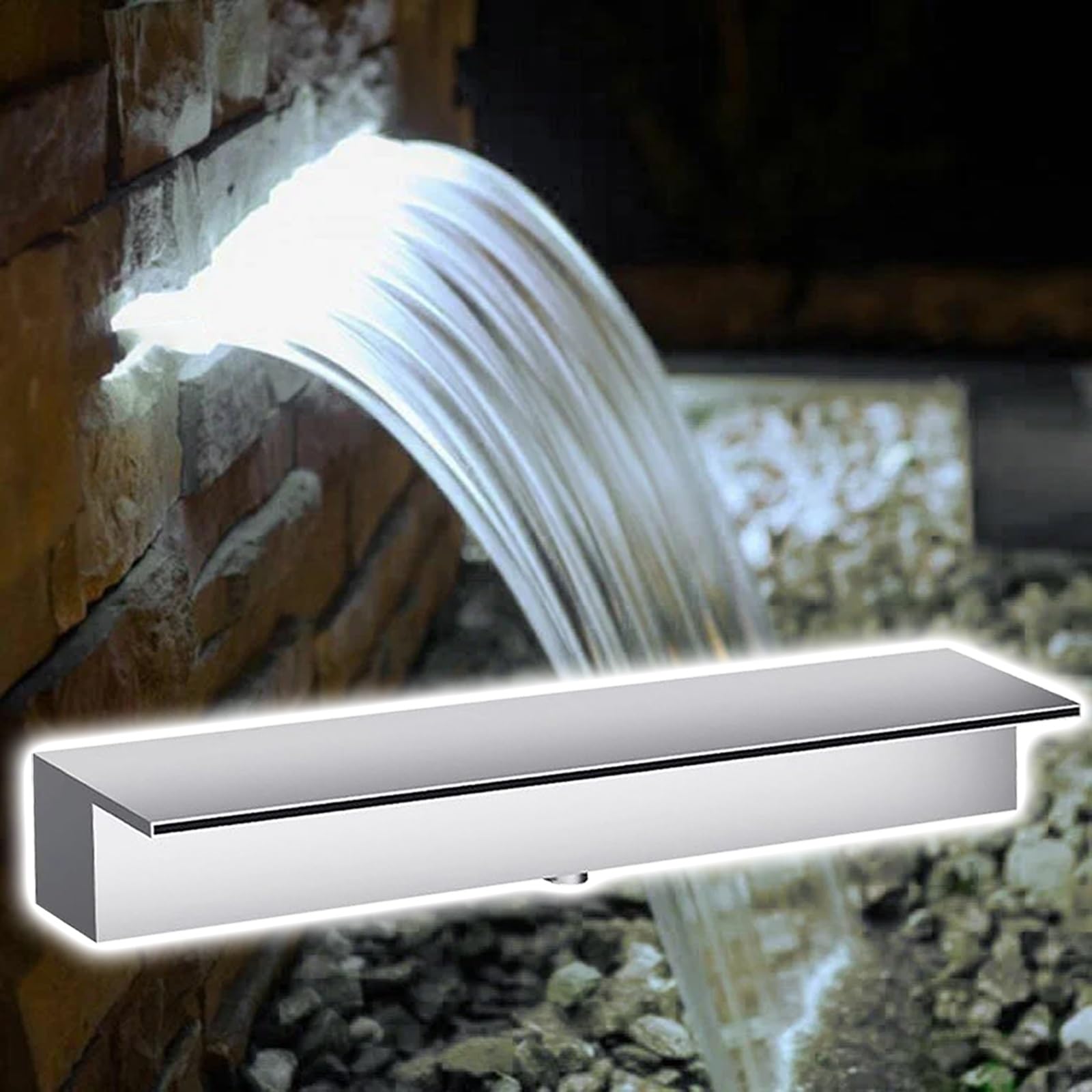 Fontana in acciaio inox Spillway - Cascata per esterni a cascata per stagni e giardini ed elegante caratteristica dell'acqua migliora l'estetica del paesaggio