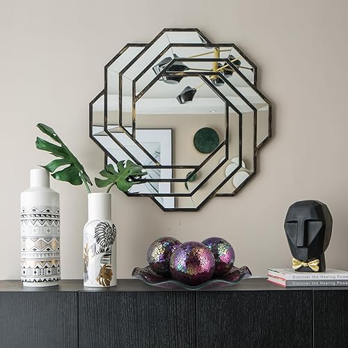 Miniatura 7 de MDLUU Juego de cuencos y bolas de centro de mesa, bandeja de mosaico con 3 esferas, plato decorativo de 12 pulgadas con orbes de mosaico de 4