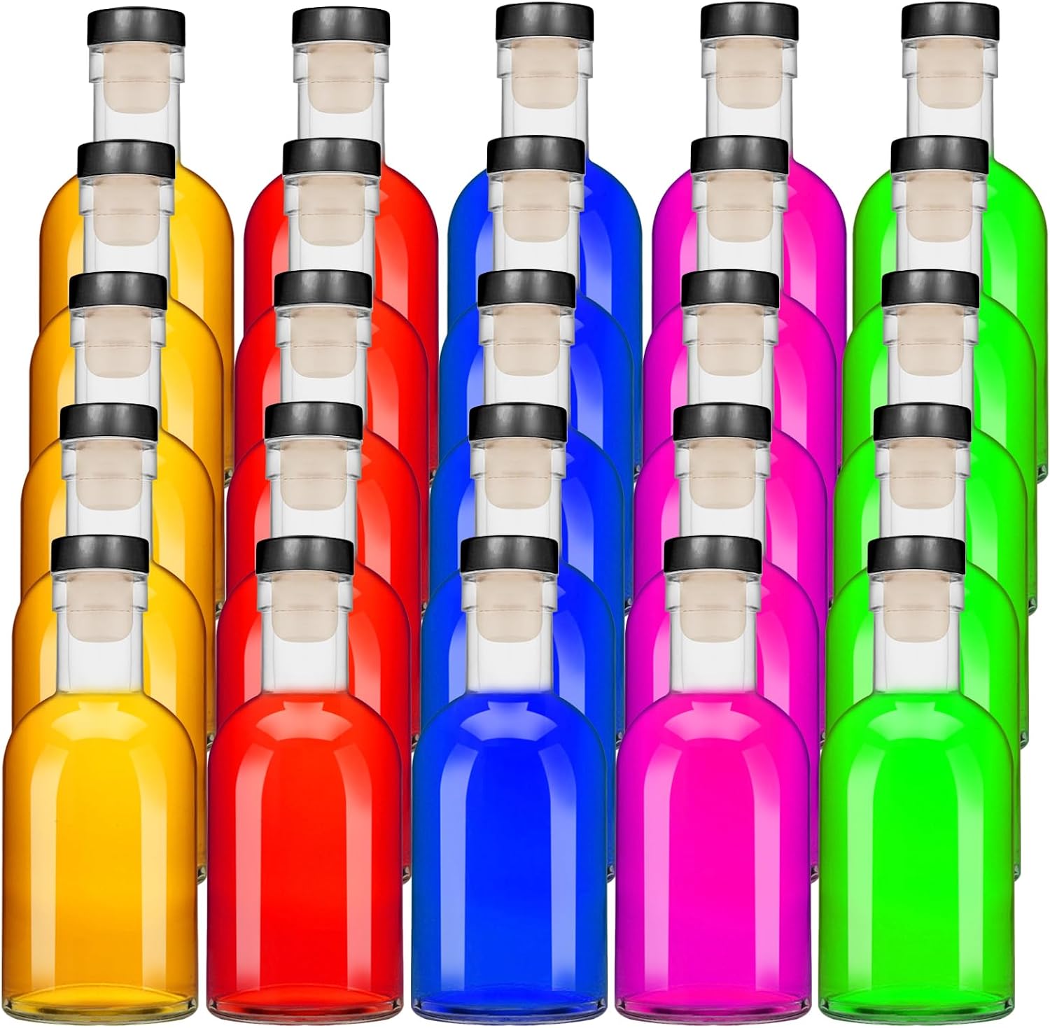 25PCS Black Cap 3.5OZ Mini Glass Liquor Bottles with Lids Small Glass Wine Bottle Reusable Empty Alcohol Bottles with Aluminum Black Cap for Christmas Birthday Weddings (100ML 3.5OZ) (25)