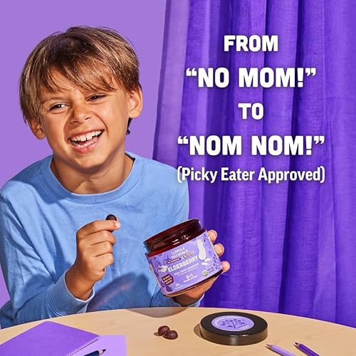 Miniatura 3 de Gomitas de saúco de Sambucus de frutas enteras para niños, sin azúcar añadida, veganas, gomitas de apoyo inmunológico para niños, gomitas orgánicas