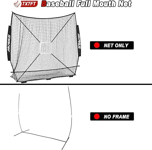 Miniatura 6 de Red de béisbol y sóftbol de repuesto de 7 x 7 pies (solo red), con sistema de recolección de bolas grandes, marco no incluido