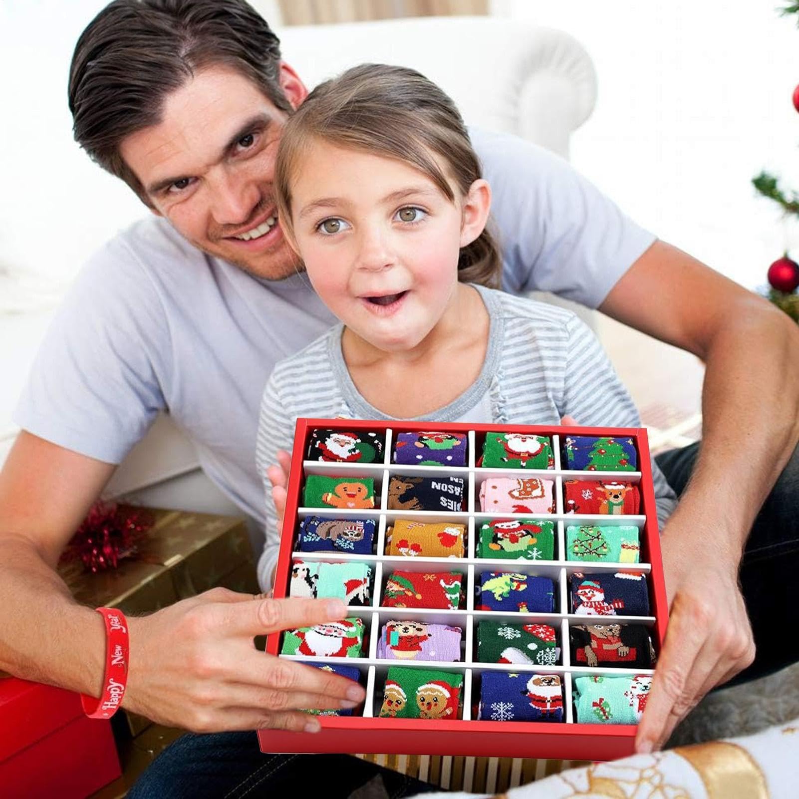 Calendario De Cuenta Atrás De Navidad 24 Pares Calcetines Festivos | Calcetines Navideños Para Mujer Para Adolescentes Niños Niñas Vacaciones Festivales
