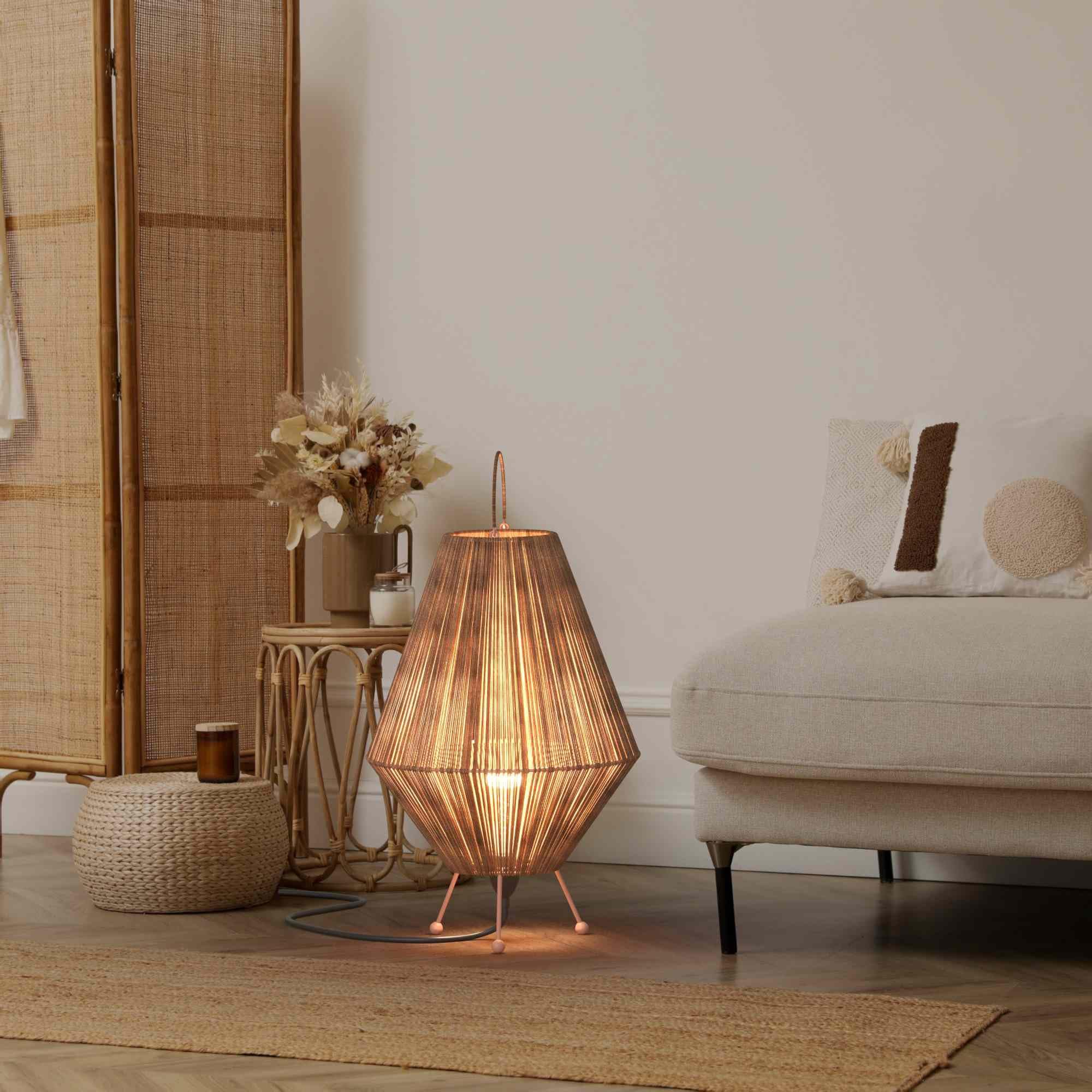 B·LED BARCELONA LED - Lampara de pie rústica de yute Ross - E27