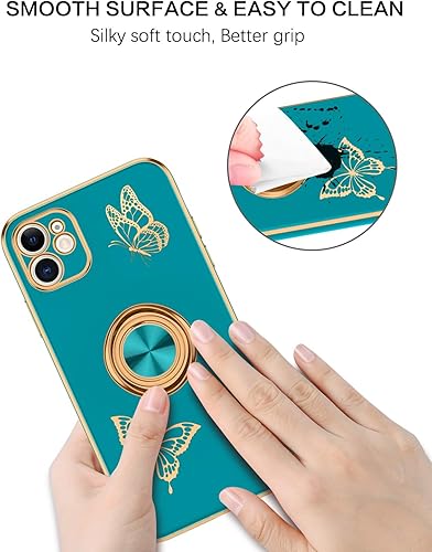 Miniatura 8 de BENTOBEN Funda para iPhone 12 Pro Max, funda para teléfono iPhone 12 ProMax, diseño de mariposa, soporte de anillo a prueba de golpes, protección