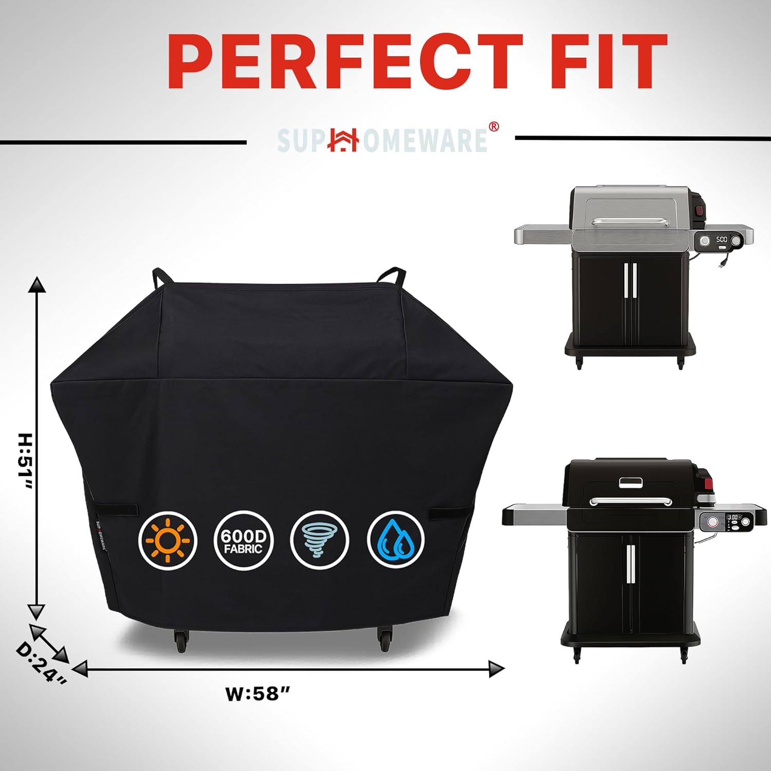 Grill Cover for Ninja FlexFlame Propane Grill, Heavy Duty 600D Polyester Grill Accessories for Ninja PG300&PG301 Series, Compatible with XSKPGCVR