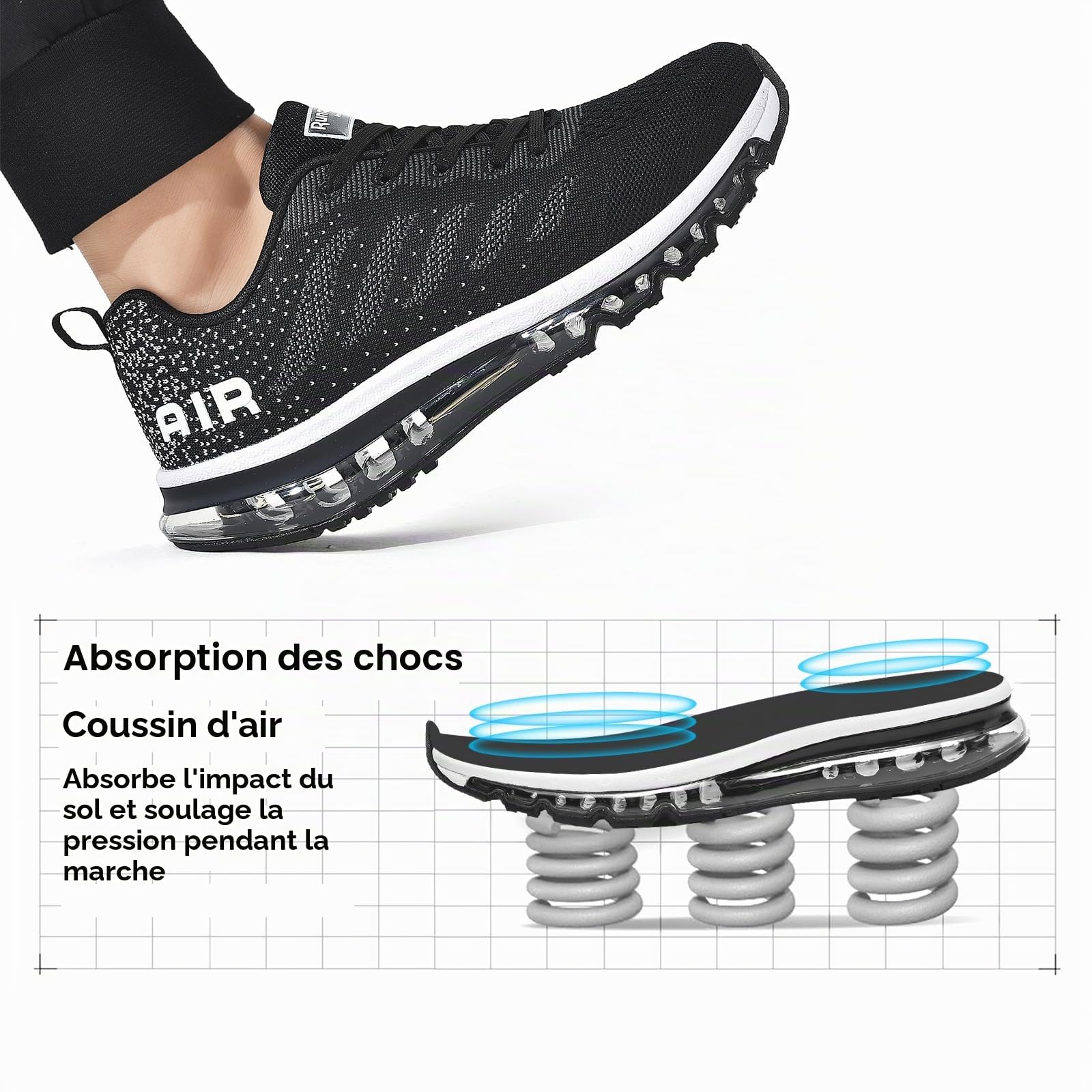 Homme Femme Air Baskets Chaussures Gym Fitness Sport Sneakers Style Running Multicolore Respirante