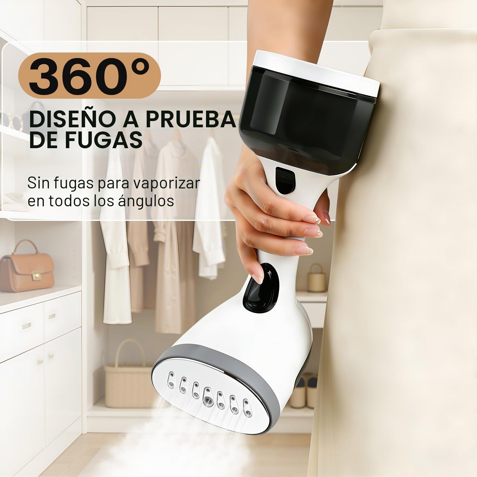Cadrim Plancha Vertical Vapor de 1600 W con 250 ml con depósito de agua y 3 niveles de vapor,Calentamiento Rápido de 20 Segundos,Ideal para el hogar, la oficina y viajes