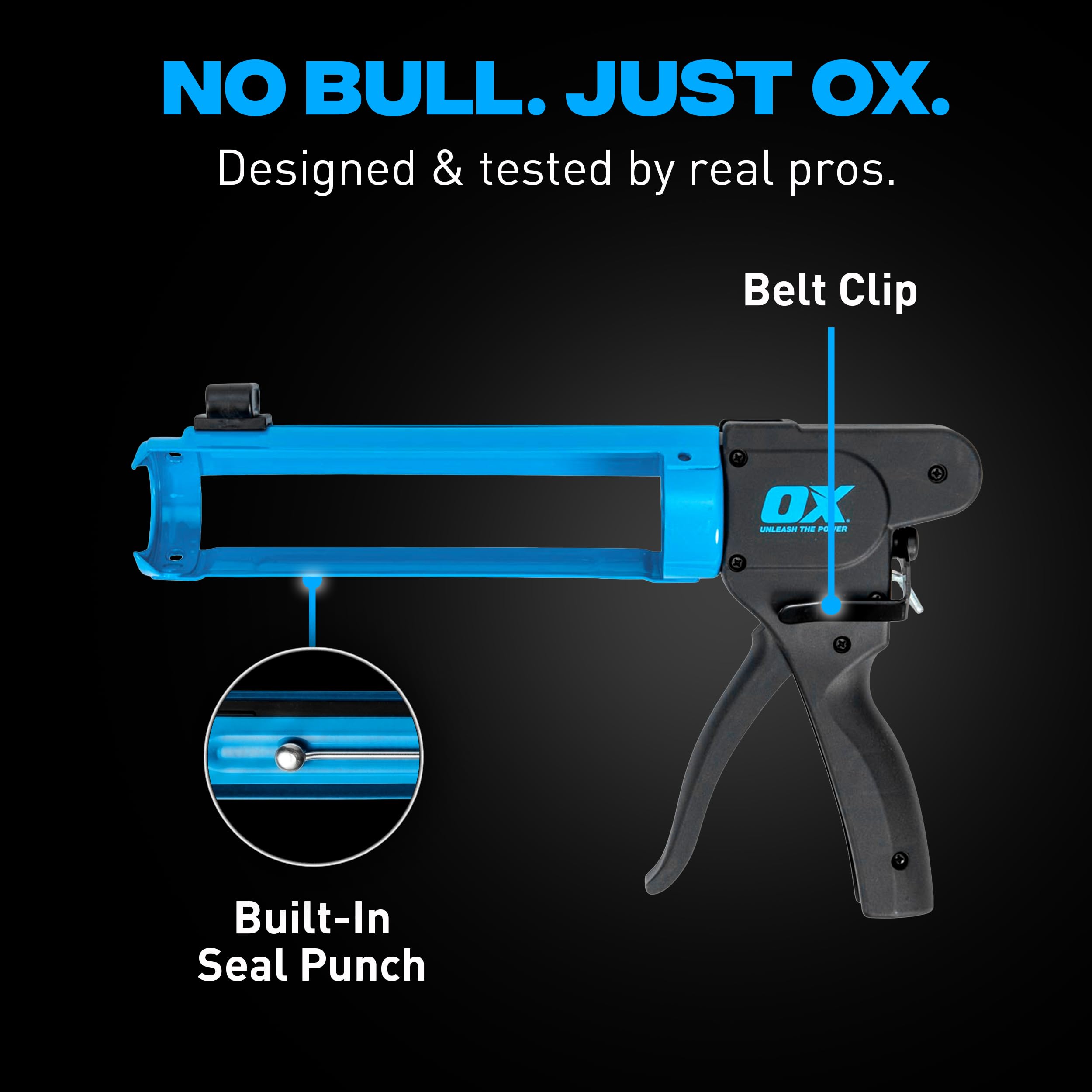 OX Tools Pro Pistolet uszczelniający beztłoczyskowy, 293 g, współczynnik nacisku 7: 1 (OX-P044910)