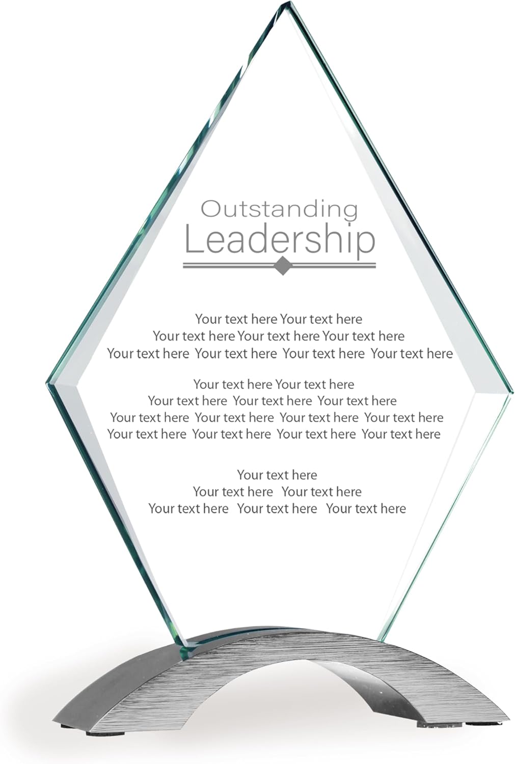 7 1/4" Diamond Cosmic Glass Outstanding Leadership Award, Custom Engraved Glass Award Plaque for Leaders, Recognition, Appreciation
