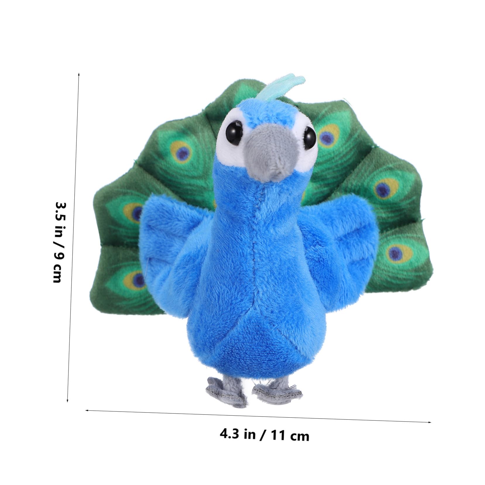 Mini Figurine de Paon en Peluche Bleu Coton PP, Jouet à Doigts pour Garçon et Filles, Accessoire de Narration Interactif pour Jeux de Rôle
