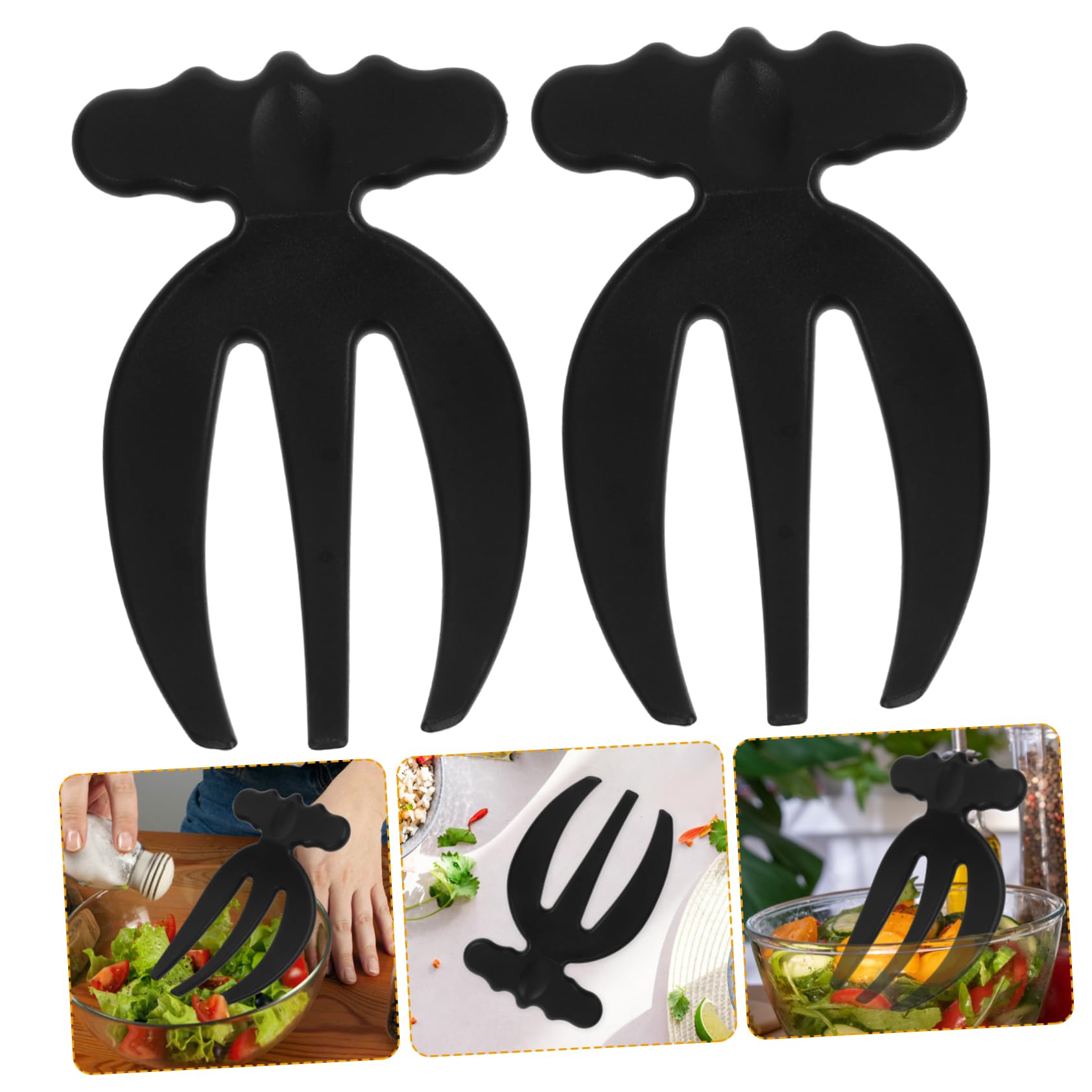 DECHOUS 2Pcs Plastic Salad Server Claws Reusable Kitchen Tool for Easy Salad Mixing Lightweight Three Pronged Forks Comfortable Grip for Home and Restaurant Use